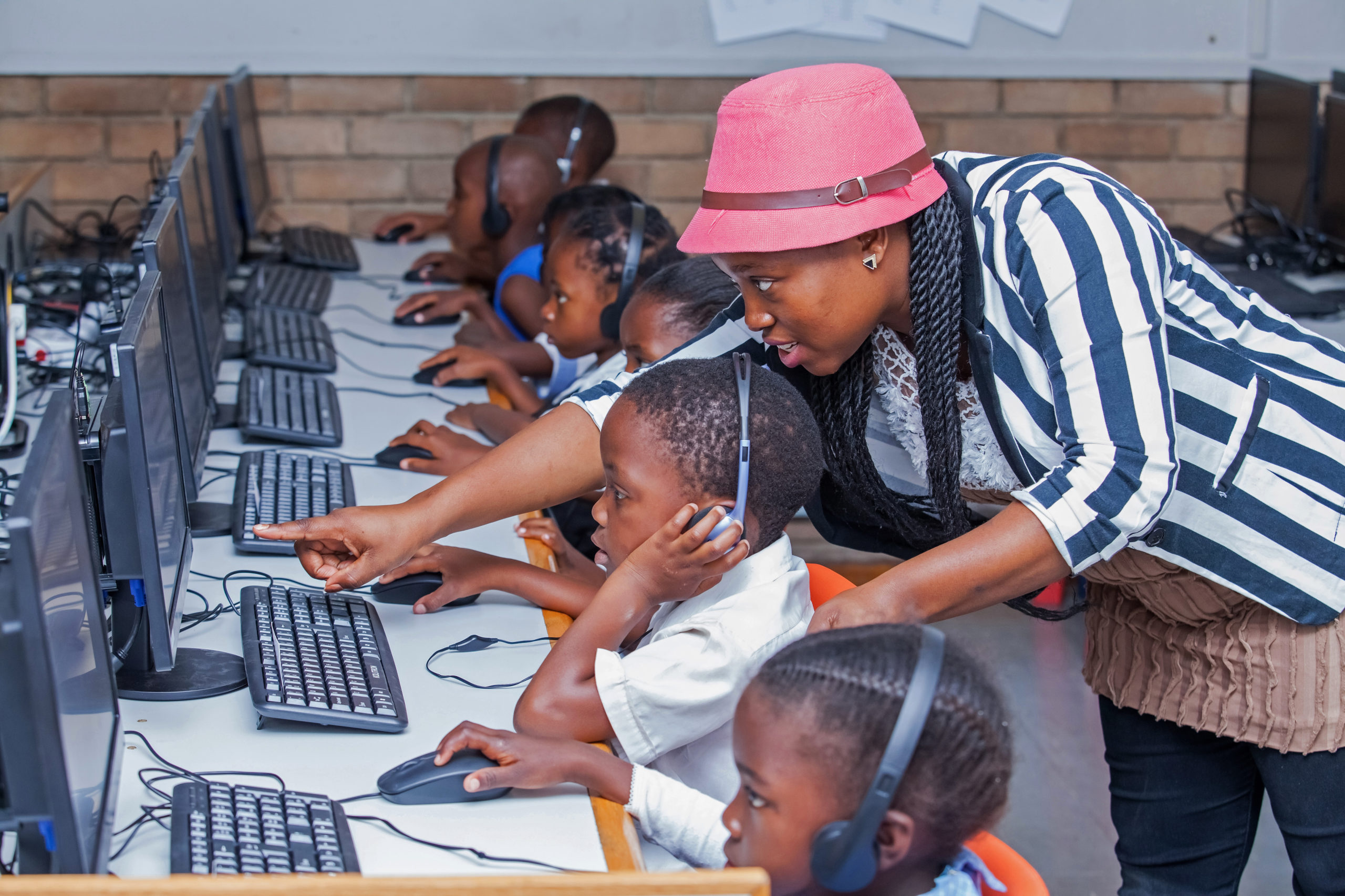 Diverse students benefiting from digital education in Africa